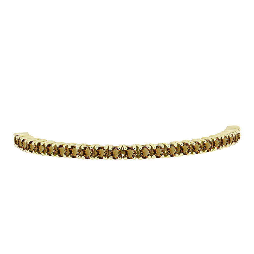 Pulseira de Prata com Banho de Ouro com Quartzo Cognac  Contraste: Cabeca de Veado (800) 2 