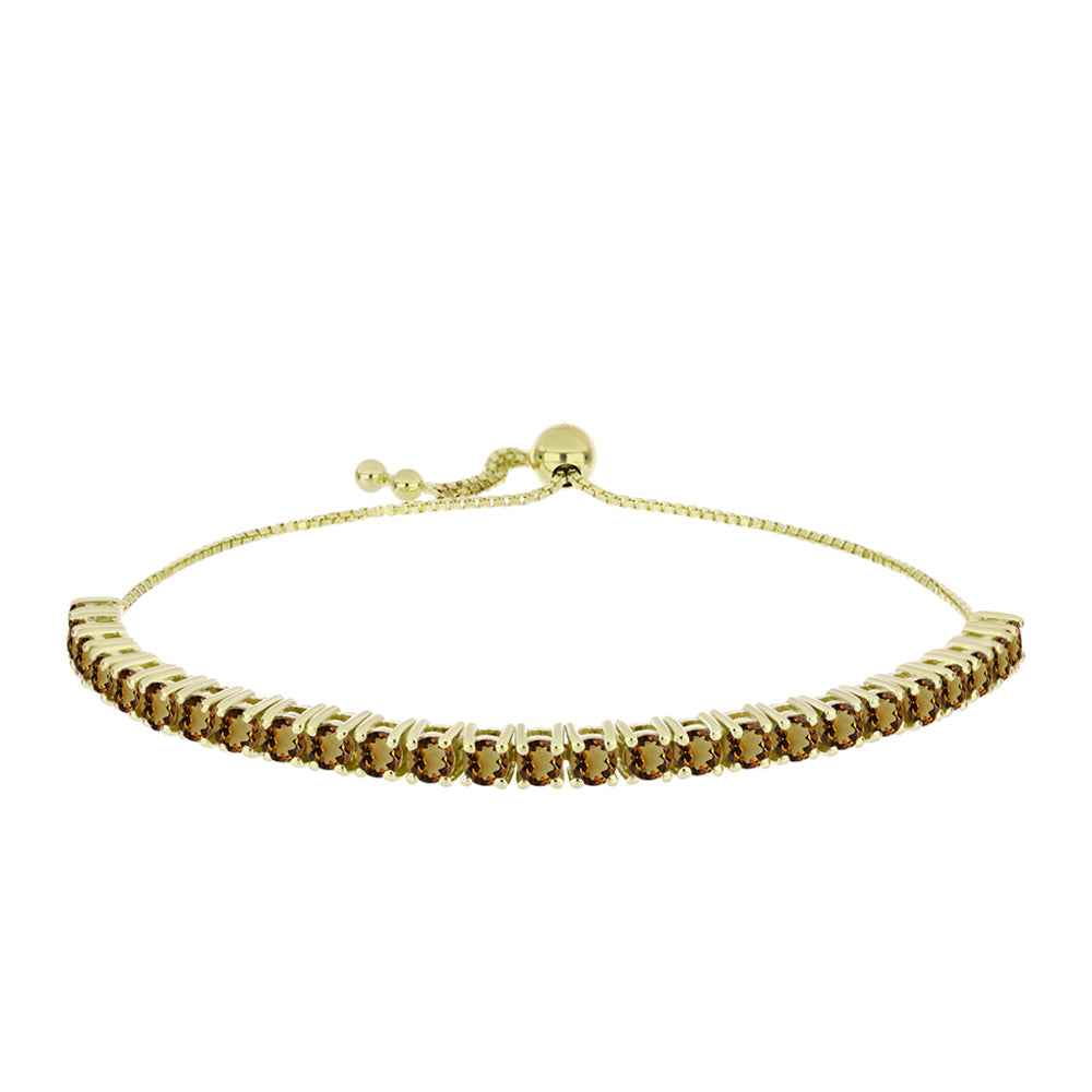 Pulseira de Prata com Banho de Ouro com Quartzo Cognac  Contraste: Cabeca de Veado (800) 1 