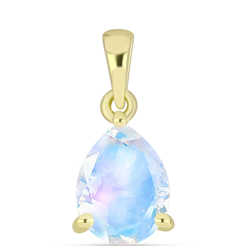 Pendente de Prata com Banho de Ouro com Pedra da Lua Arco-íris