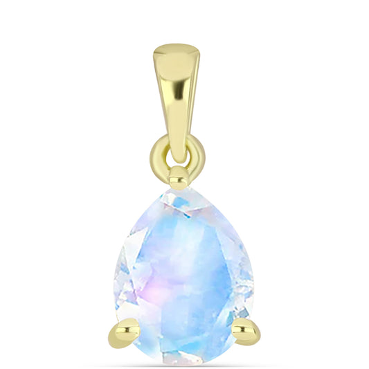 Pendente de Prata com Banho de Ouro com Pedra da Lua Arco-íris