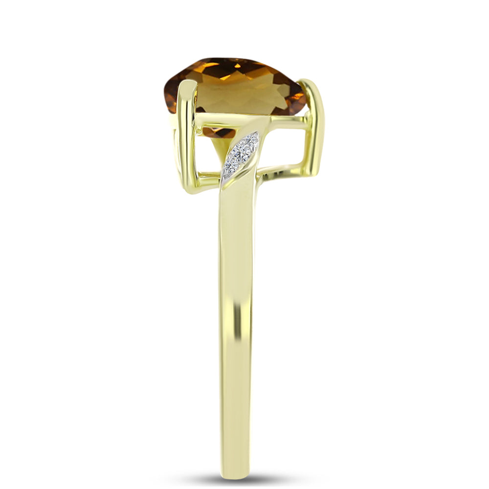 Anel de Prata com Banho de Ouro com Quartzo Cognac e Topázio Branco 4 