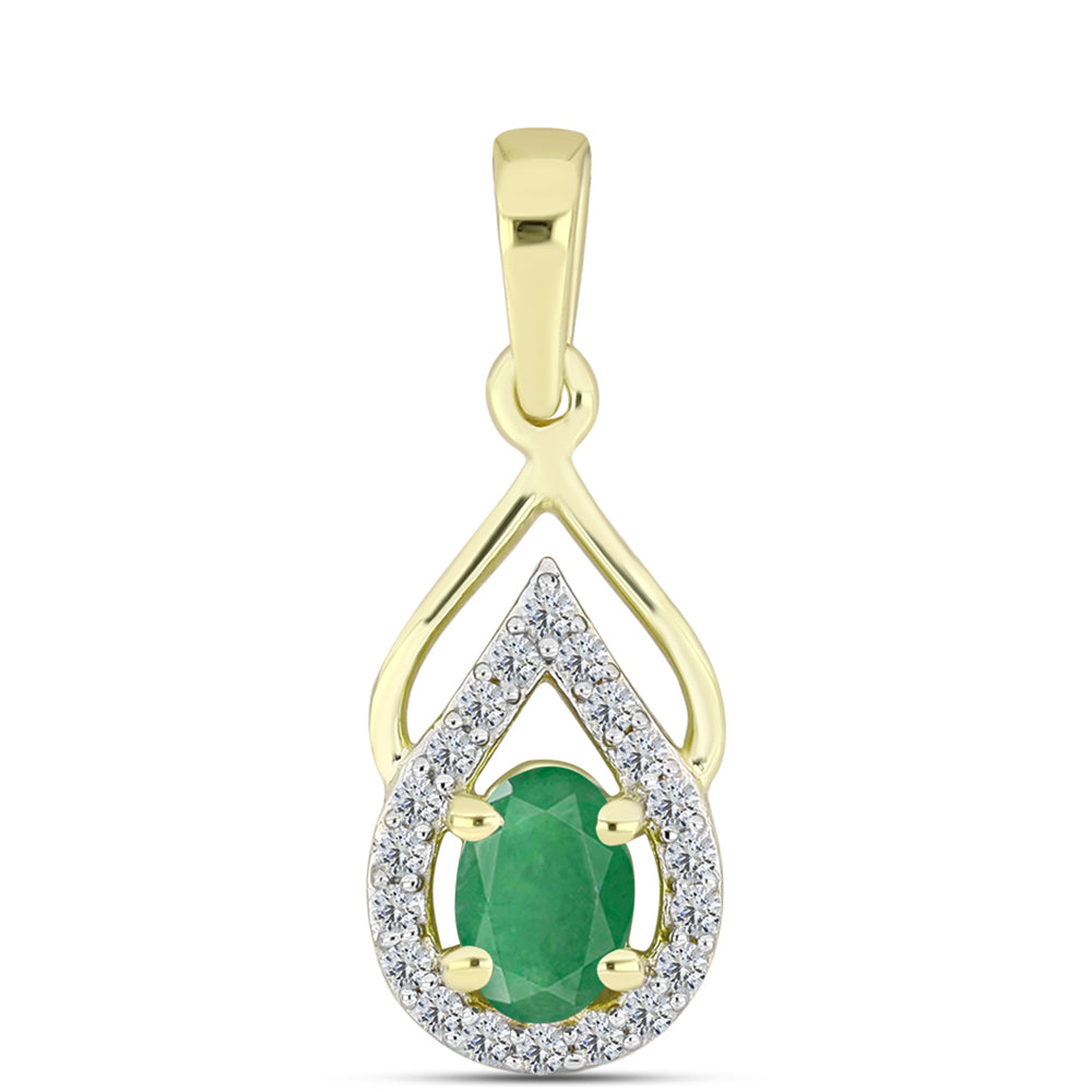 Pendente de Prata com Banho de Ouro com Esmeralda do Brasil e Topázio Branco