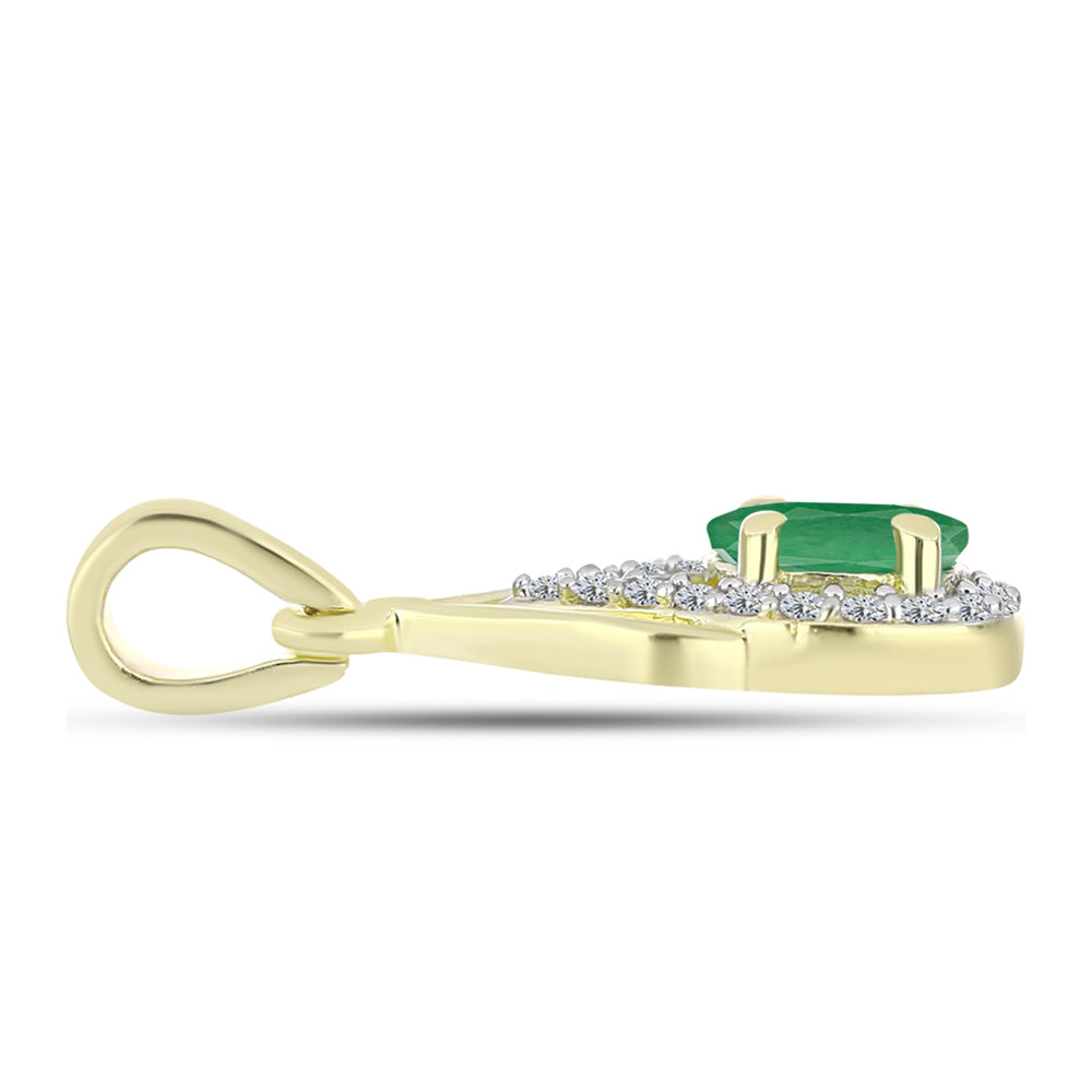 Pendente de Prata com Banho de Ouro com Esmeralda do Brasil e Topázio Branco 2 