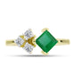 Anel de Prata com Banho de Ouro com Esmeralda do Brasil e Topázio Branco