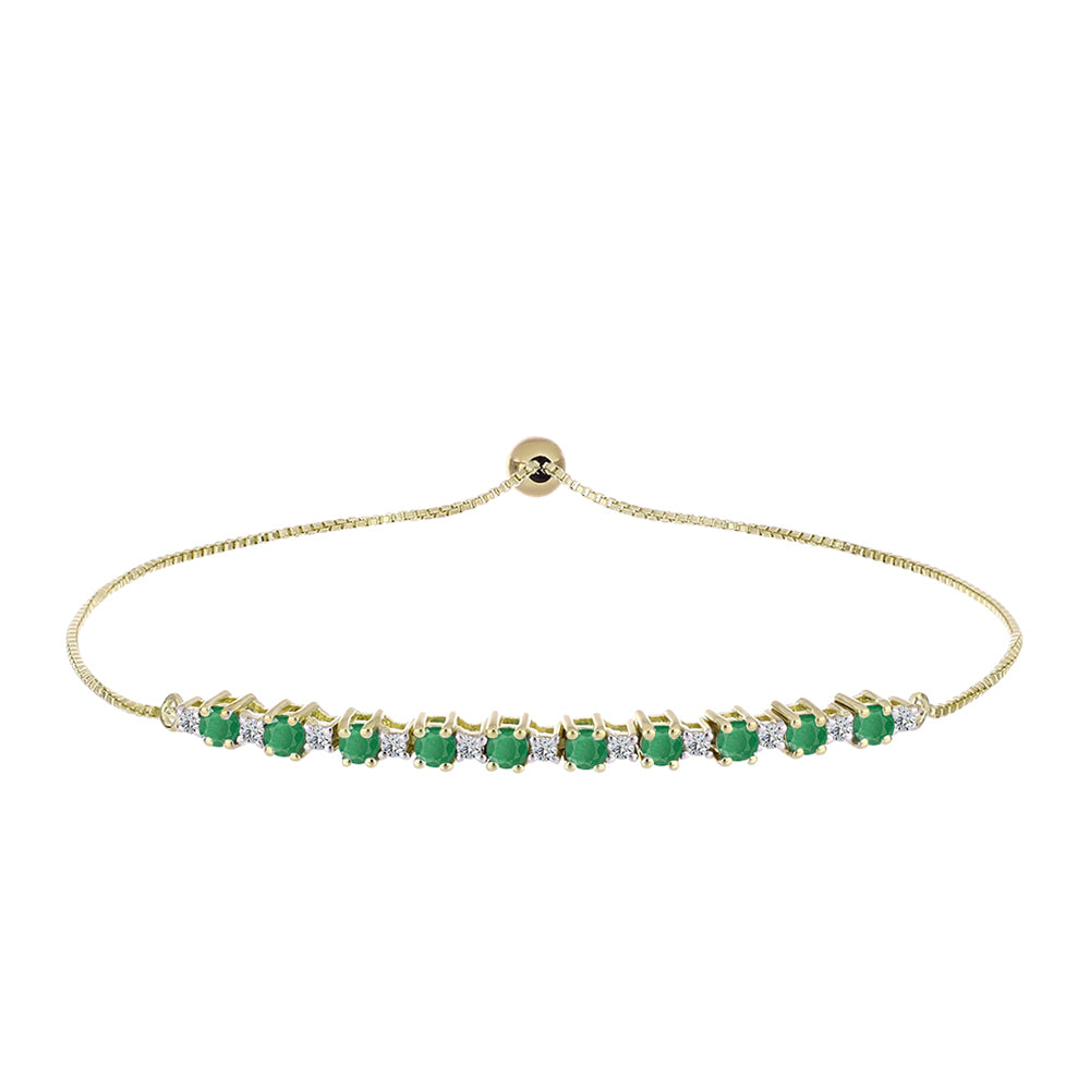 Pulseira de Prata com Banho de Ouro com Esmeralda do Brasil e Topázio Branco  Contraste: Cabeca de Veado (800) 1 