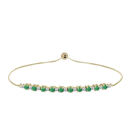 Pulseira de Prata com Banho de Ouro com Esmeralda do Brasil e Topázio Branco  Contraste: Cabeca de Veado (800)
