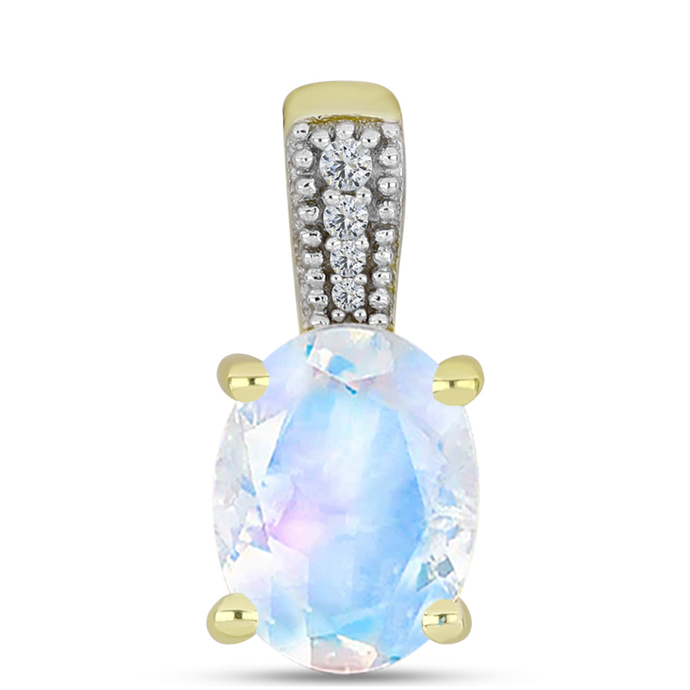 Pendente de Prata com Banho de Ouro com Pedra da Lua Arco-íris e Topázio Branco 1 