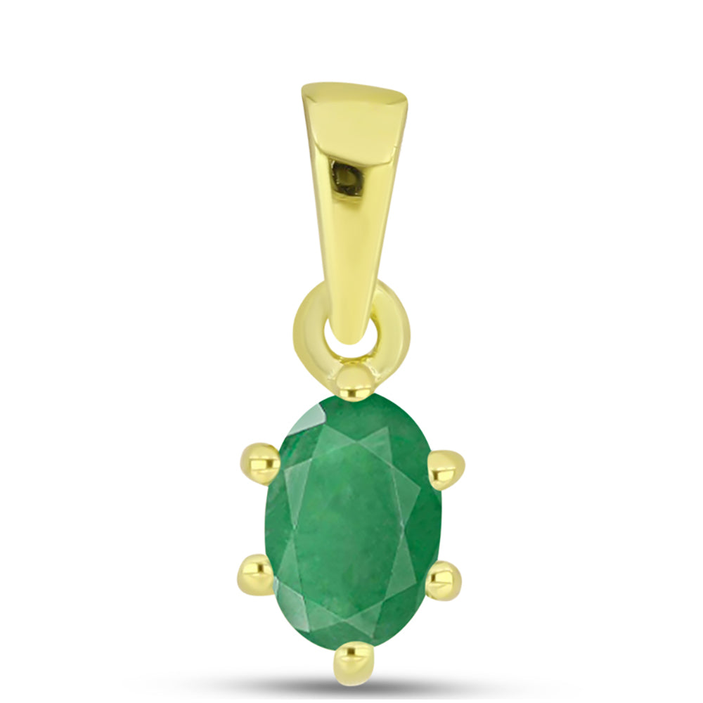 Pendente de Prata com Banho de Ouro com Esmeralda do Brasil