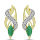 Brincos de Prata com Banho de Ouro com Esmeralda do Brasil e Topázio Branco