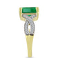 Anel de Prata com Banho de Ouro com Esmeralda do Brasil e Topázio Branco  Contraste: Cabeca de Veado (800)