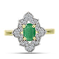 Anel de Prata com Banho de Ouro com Esmeralda do Brasil e Topázio Branco  Contraste: Cabeca de Veado (800)