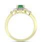 Anel de Prata com Banho de Ouro com Esmeralda do Brasil e Topázio Branco  Contraste: Cabeca de Veado (800)