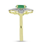Anel de Prata com Banho de Ouro com Esmeralda do Brasil e Topázio Branco  Contraste: Cabeca de Veado (800)