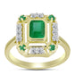 Anel de Prata com Banho de Ouro com Esmeralda do Brasil e Topázio Branco  Contraste: Cabeca de Veado (800)