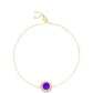 Pulseira de Prata com Banho de Ouro com Ágata Roxa e Topázio Branco  Contraste: Cabeca de Veado (800)