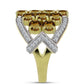 Anel de Prata com Banho de Ouro com Quartzo Cognac e Topázio Branco  Contraste: Cabeca de Veado (800)