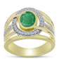 Anel de Prata com Banho de Ouro com Esmeralda do Brasil e Topázio Branco  Contraste: Cabeca de Veado (800)