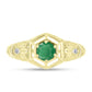 Anel de Prata com Banho de Ouro com Esmeralda do Brasil e Topázio Branco  Contraste: Cabeca de Veado (800)