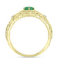 Anel de Prata com Banho de Ouro com Esmeralda do Brasil e Topázio Branco  Contraste: Cabeca de Veado (800)