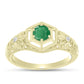 Anel de Prata com Banho de Ouro com Esmeralda do Brasil e Topázio Branco  Contraste: Cabeca de Veado (800)