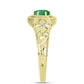 Anel de Prata com Banho de Ouro com Esmeralda do Brasil e Topázio Branco  Contraste: Cabeca de Veado (800)