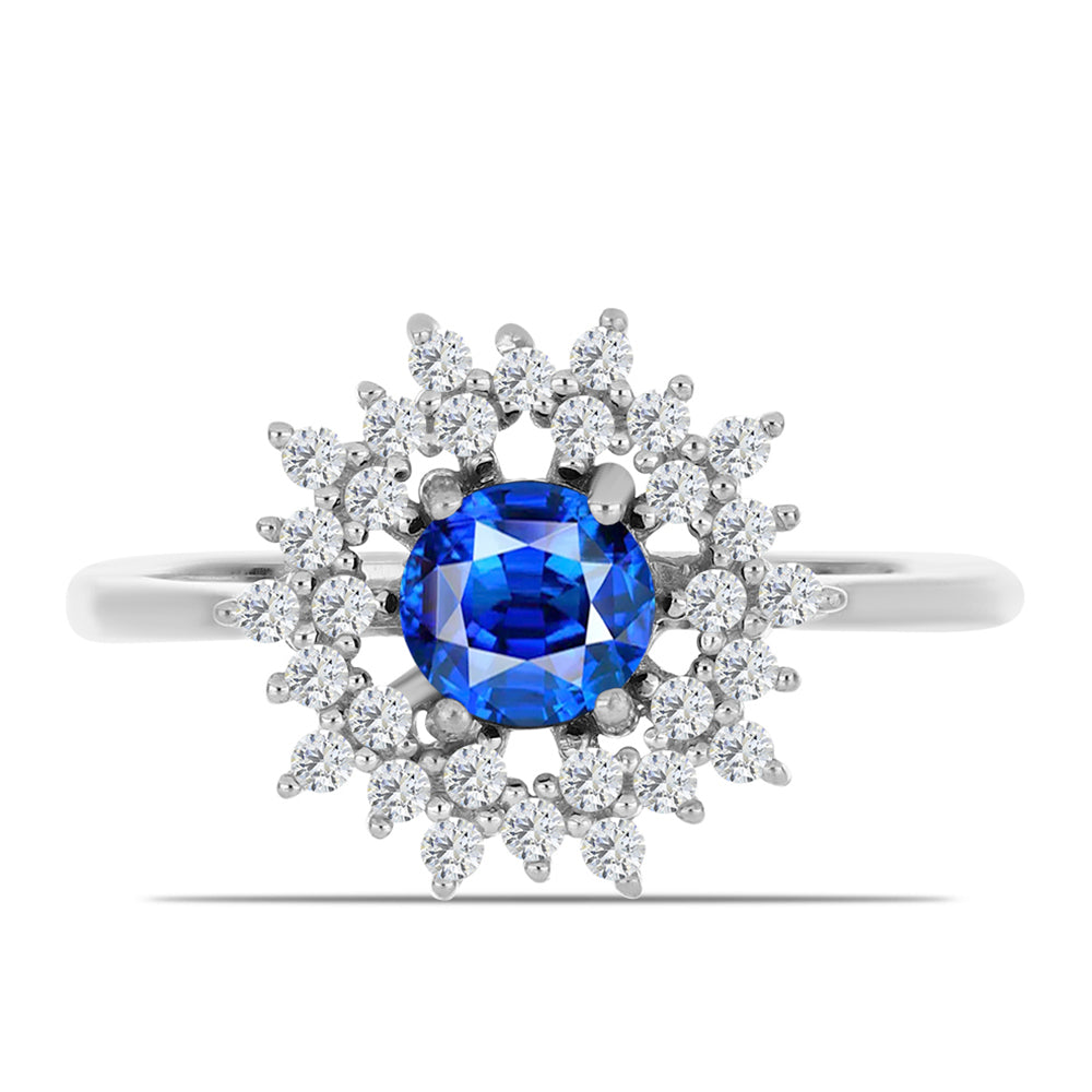 Anel de Prata com Safira Azul Australiana e Topázio Branco 2 