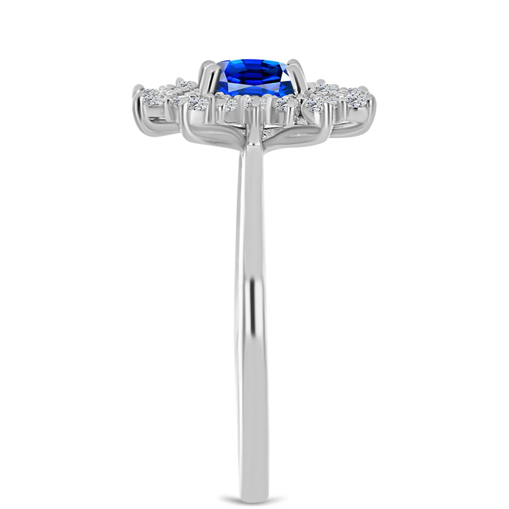 Anel de Prata com Safira Azul Australiana e Topázio Branco