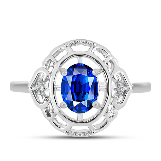 Anel de Prata com Safira Azul Australiana e Topázio Branco