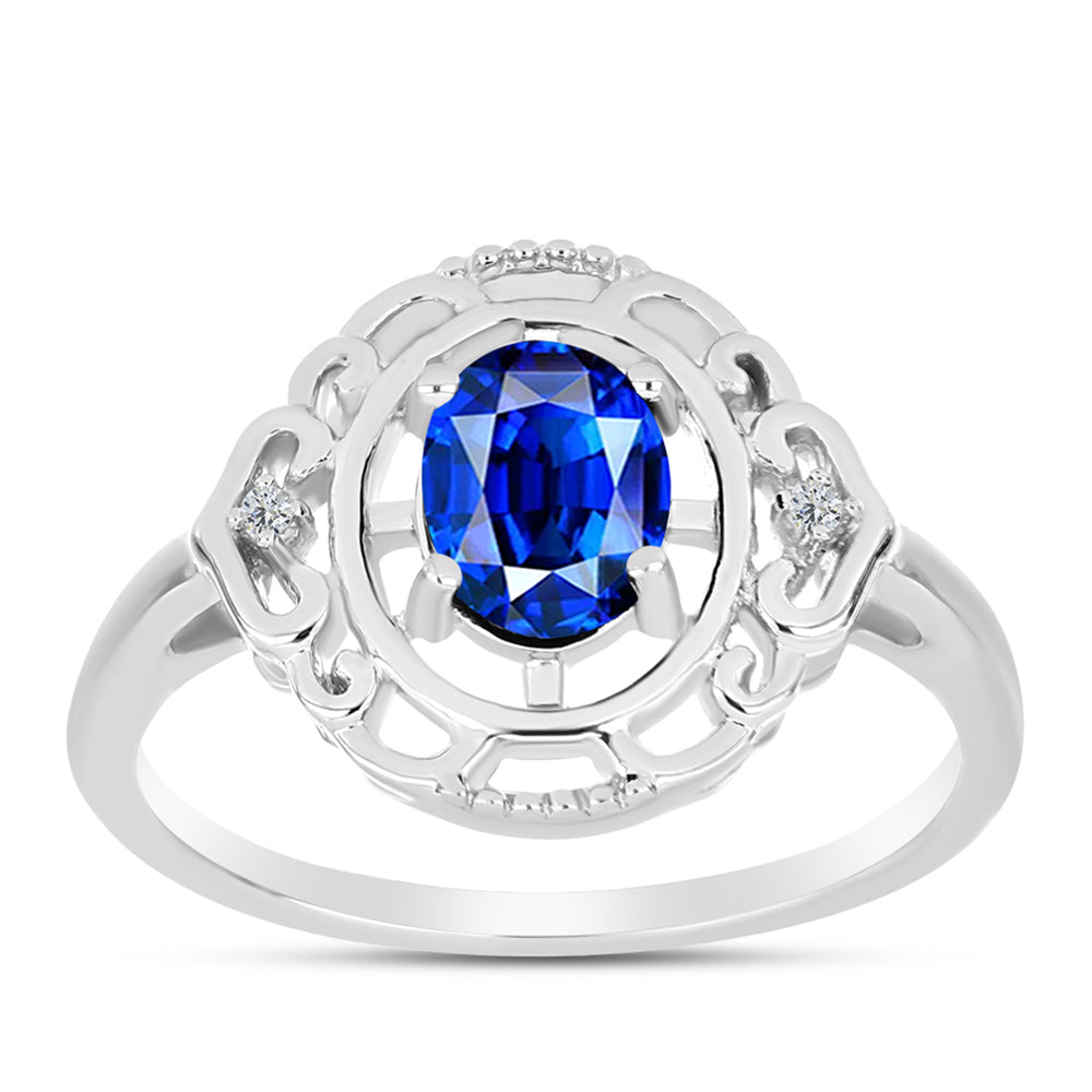 Anel de Prata com Safira Azul Australiana e Topázio Branco