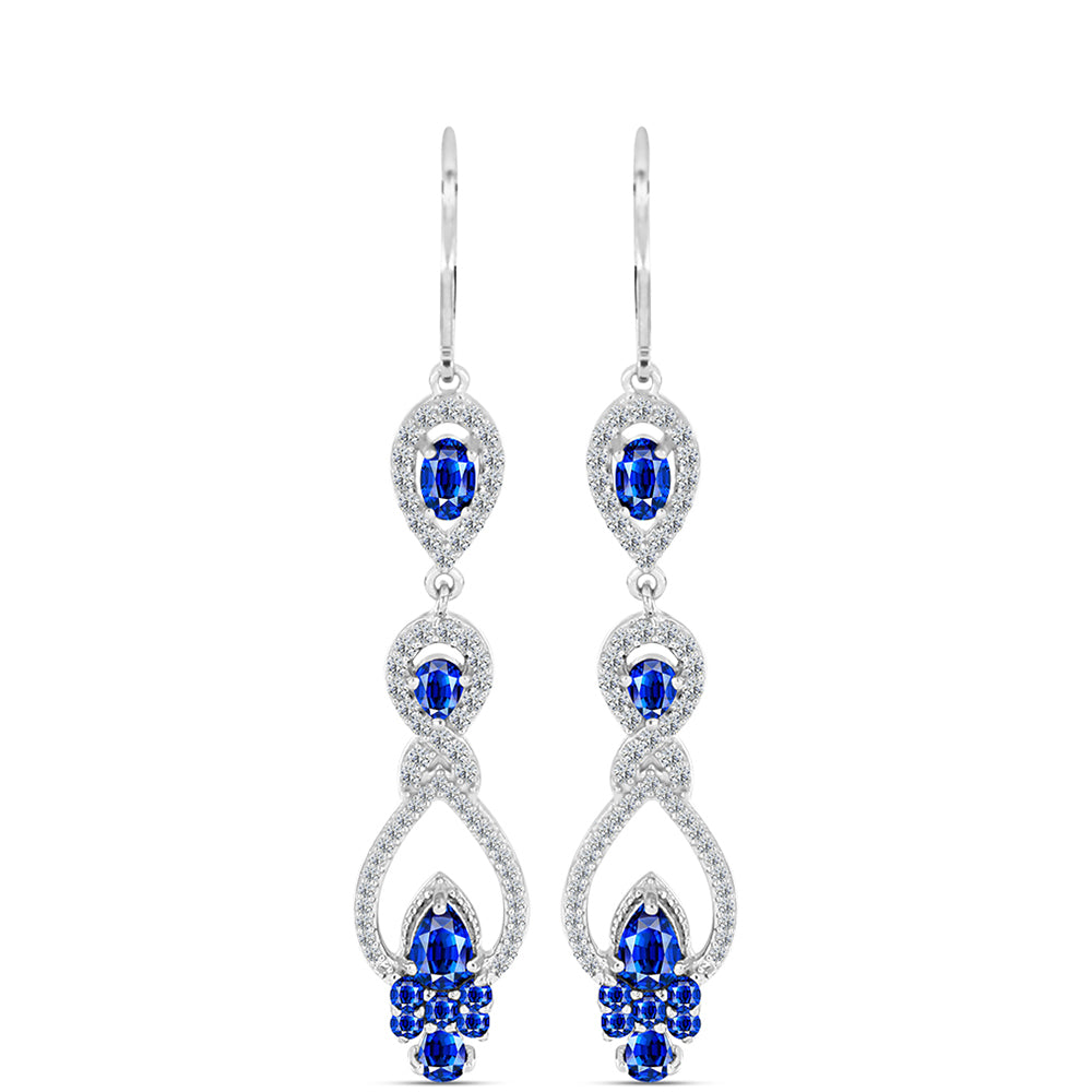 Brincos de Prata com Safira Azul Australiana e Topázio Branco