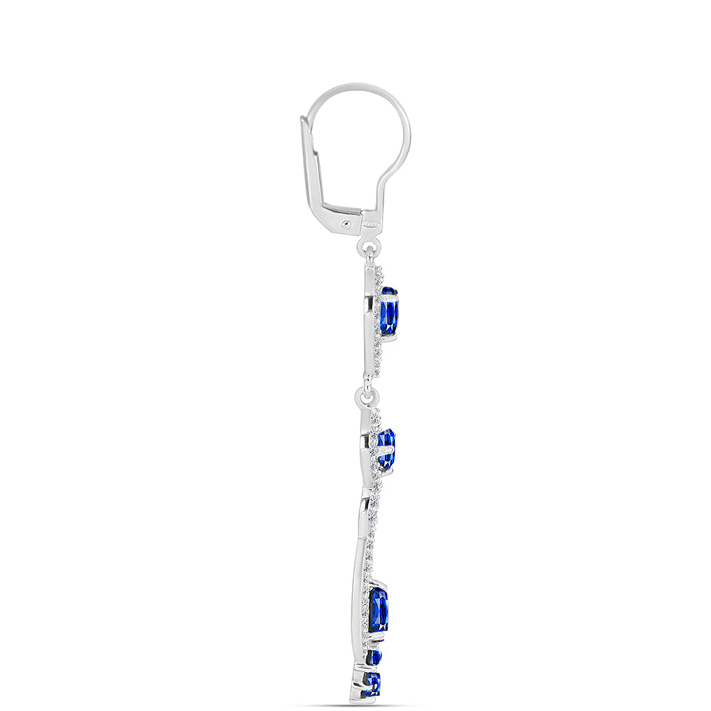 Brincos de Prata com Safira Azul Australiana e Topázio Branco 2 