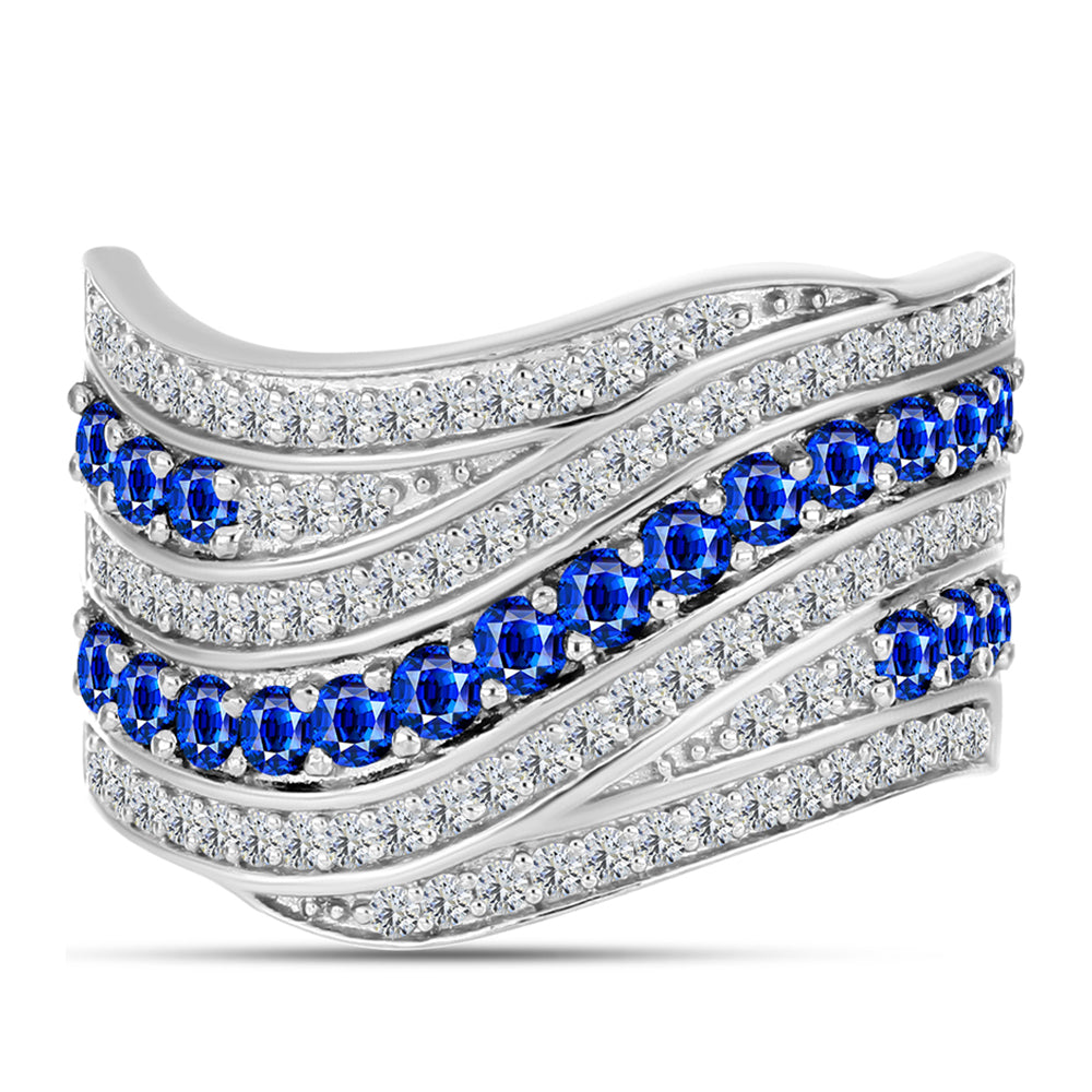Anel de Prata com Safira Azul Australiana e Topázio Branco  Contraste: Cabeca de Veado (800) 1 