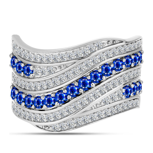Anel de Prata com Safira Azul Australiana e Topázio Branco  Contraste: Cabeca de Veado (800)