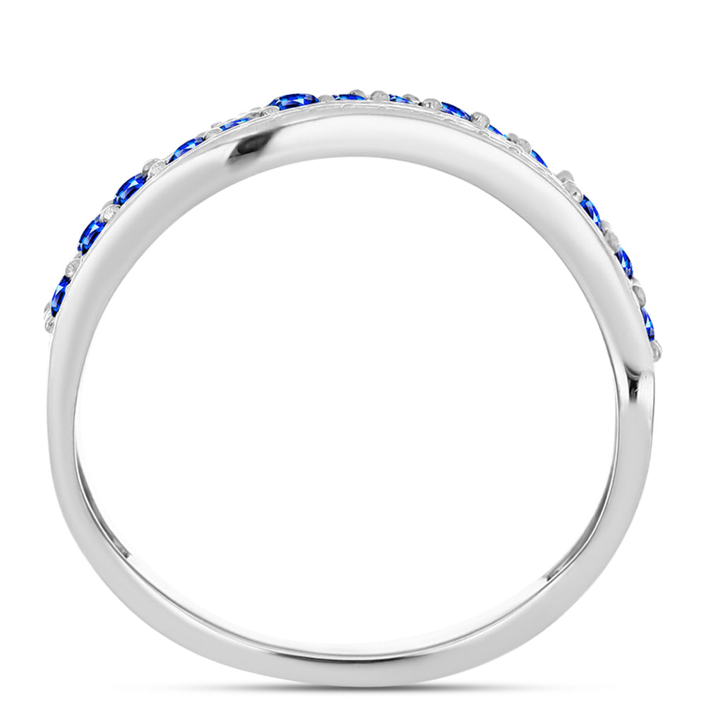 Anel de Prata com Safira Azul Australiana e Topázio Branco  Contraste: Cabeca de Veado (800)