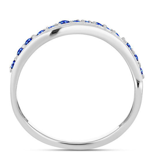 Anel de Prata com Safira Azul Australiana e Topázio Branco  Contraste: Cabeca de Veado (800)