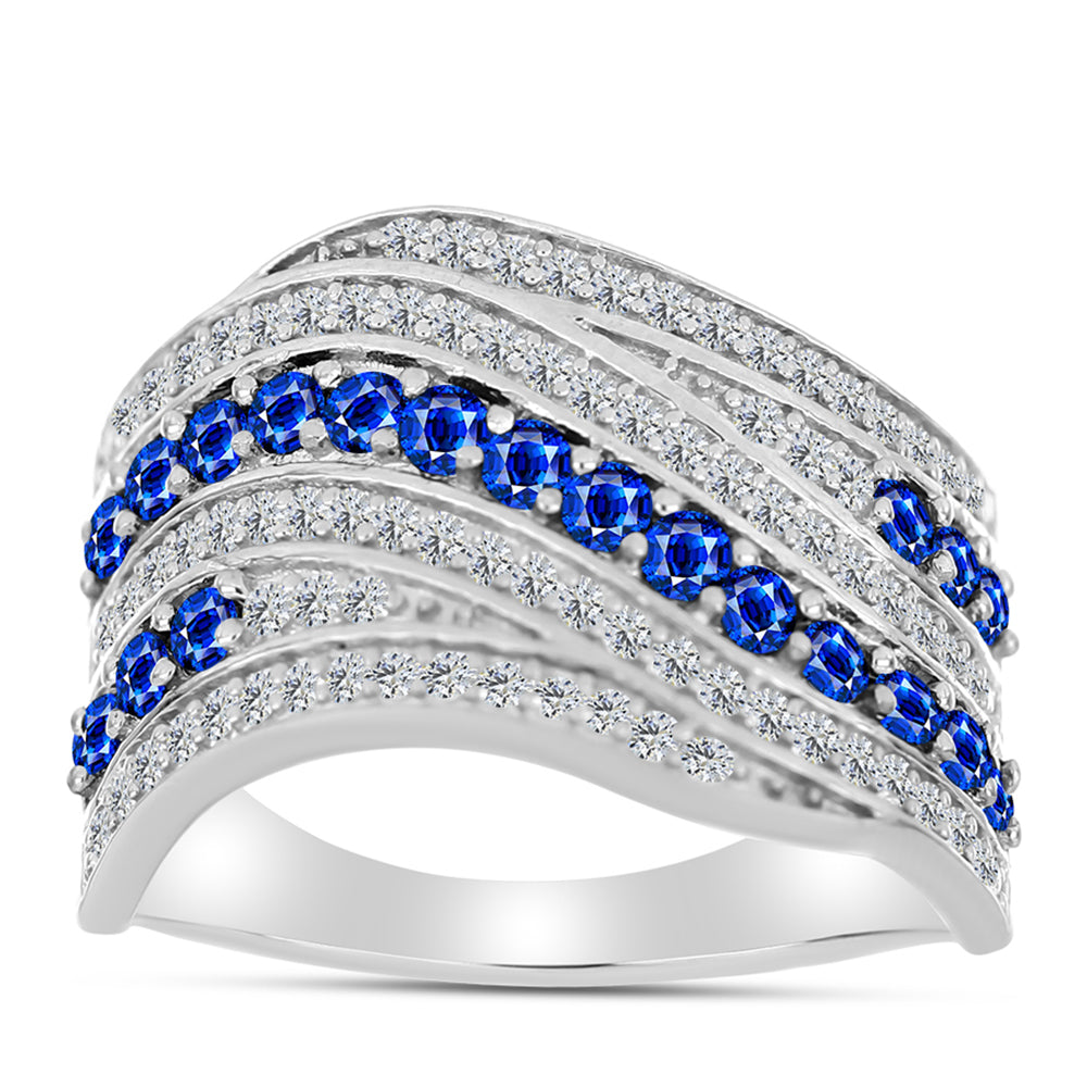 Anel de Prata com Safira Azul Australiana e Topázio Branco  Contraste: Cabeca de Veado (800)