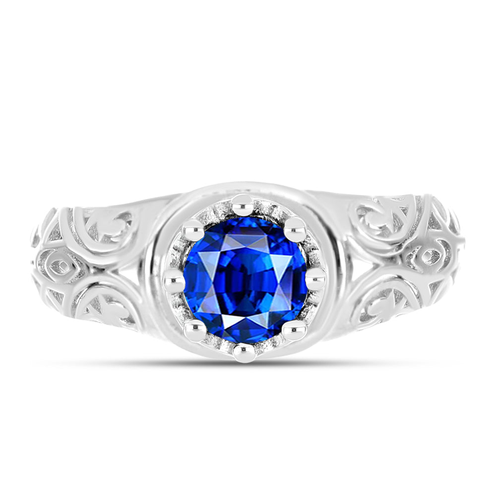 Anel de Prata com Safira Azul Australiana  Contraste: Cabeca de Veado (800)