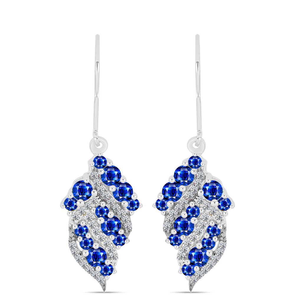 Brincos de Prata com Safira Azul Australiana e Topázio Branco