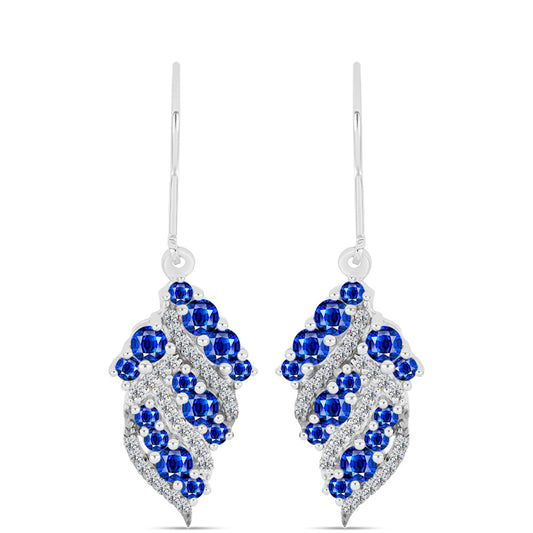 Brincos de Prata com Safira Azul Australiana e Topázio Branco