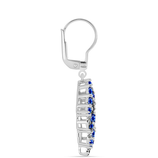 Brincos de Prata com Safira Azul Australiana e Topázio Branco