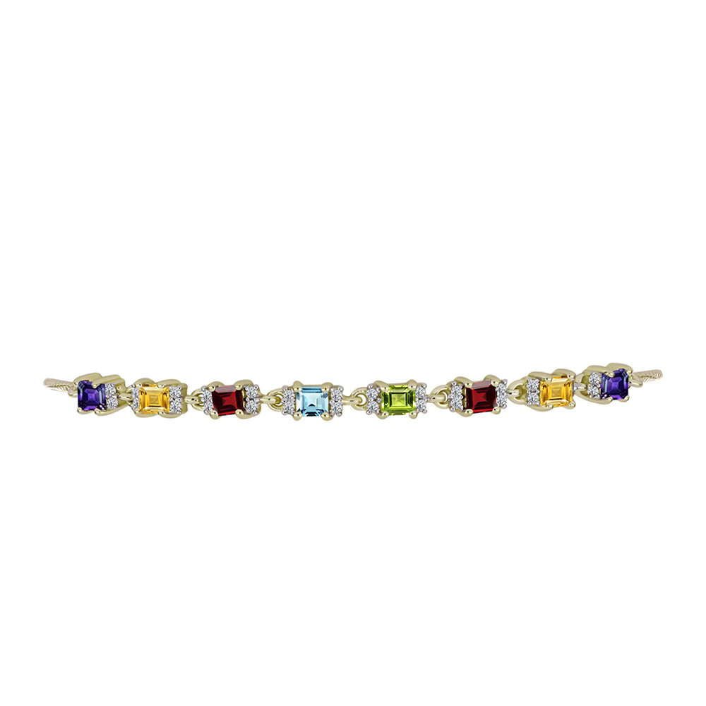 Pulseira de Prata com Banho de Ouro com Granada de Barton e Ametista de Marrocos  Contraste: Cabeca de Veado (800) 2 