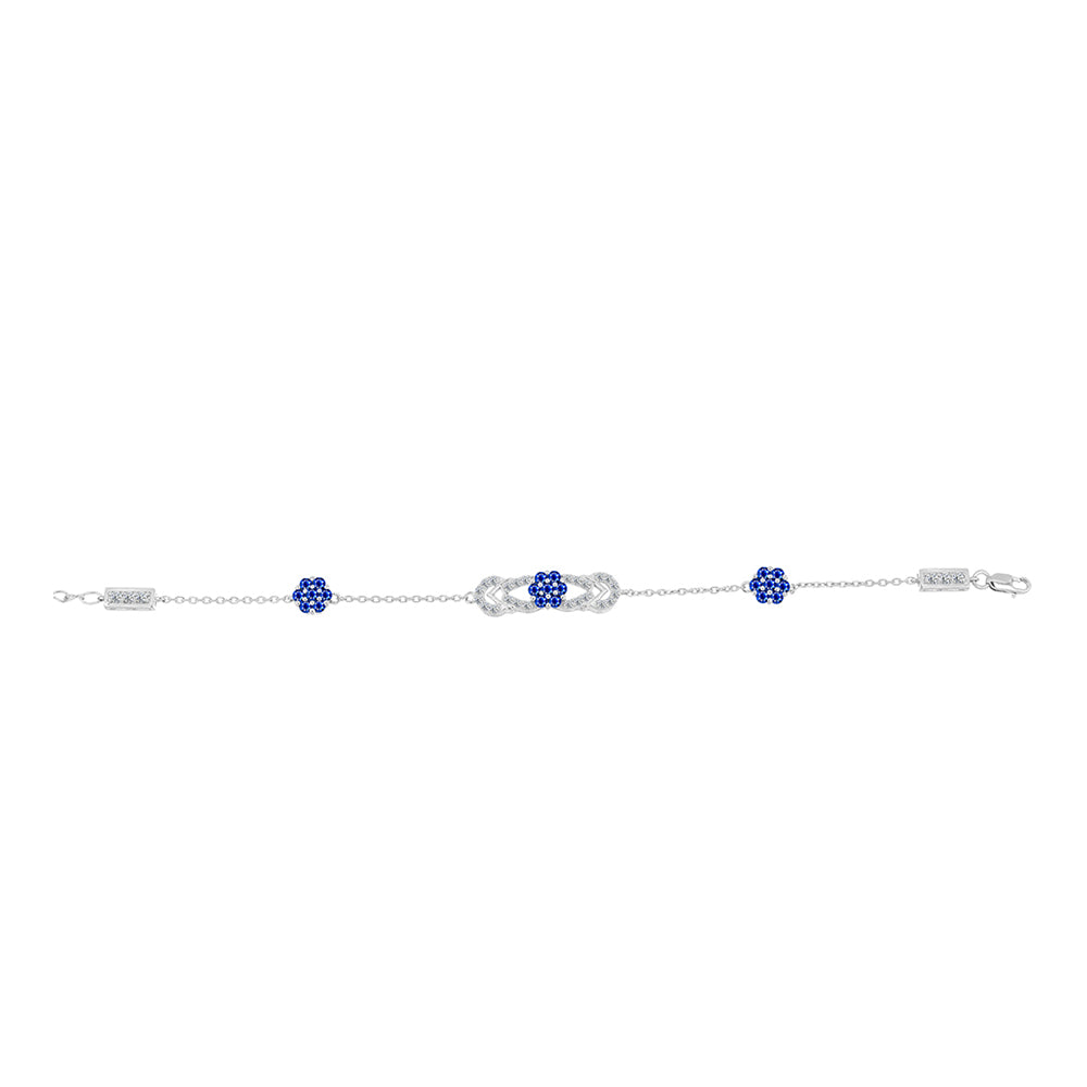 Pulseira de Prata com Safira Azul Australiana e Topázio Branco  Contraste: Cabeca de Veado (800)