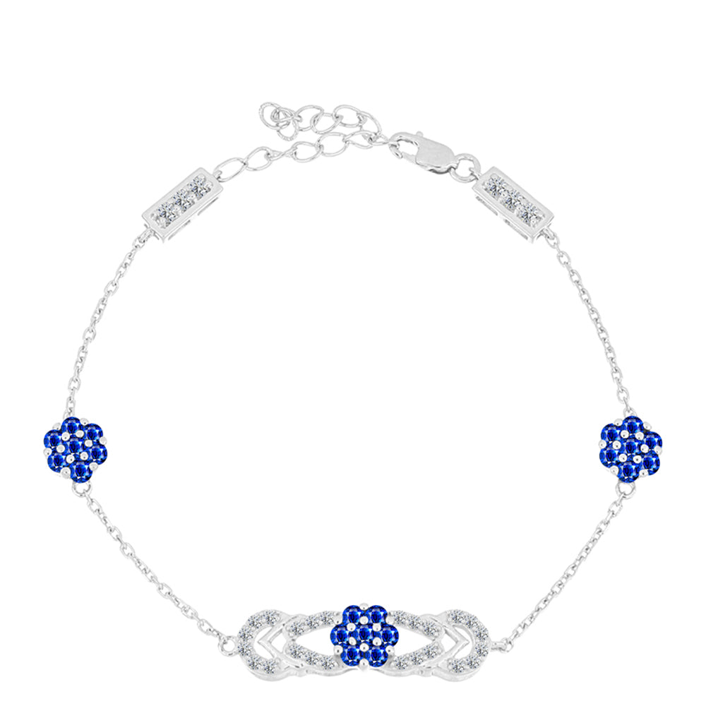 Pulseira de Prata com Safira Azul Australiana e Topázio Branco  Contraste: Cabeca de Veado (800)