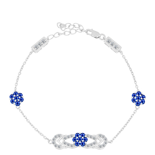Pulseira de Prata com Safira Azul Australiana e Topázio Branco  Contraste: Cabeca de Veado (800)