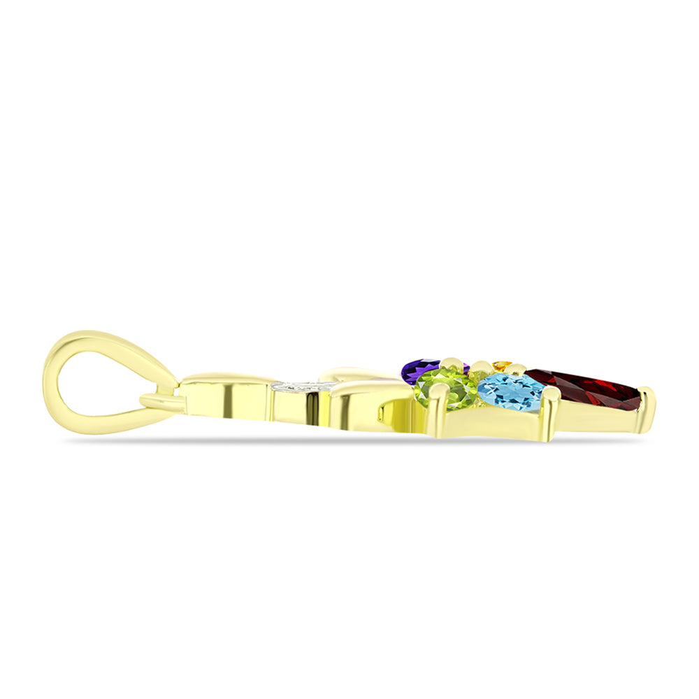 Pendente de Prata com Banho de Ouro com Granada de Barton e Ametista de Marrocos