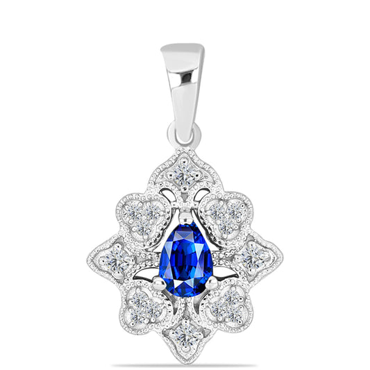 Pendente de Prata com Safira Azul Australiana e Topázio Branco