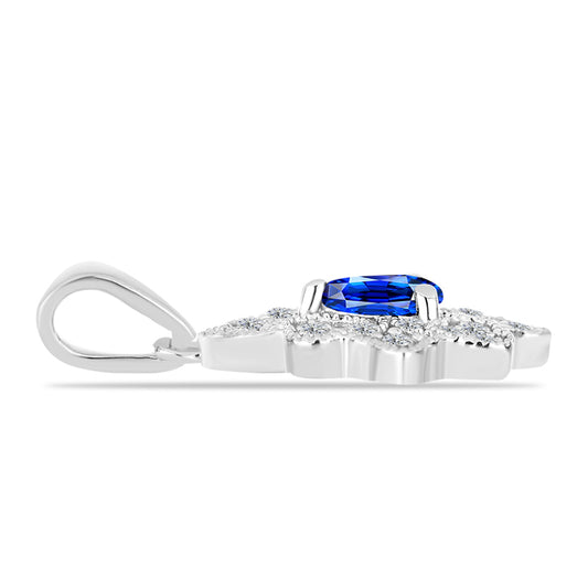 Pendente de Prata com Safira Azul Australiana e Topázio Branco