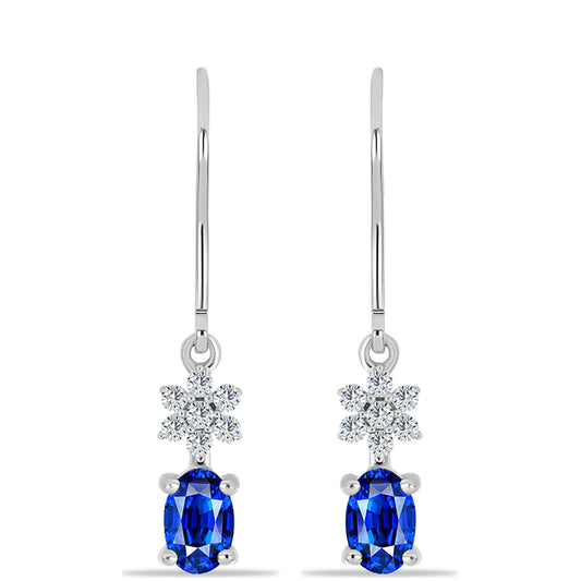 Brincos de Prata com Safira Azul Australiana e Topázio Branco