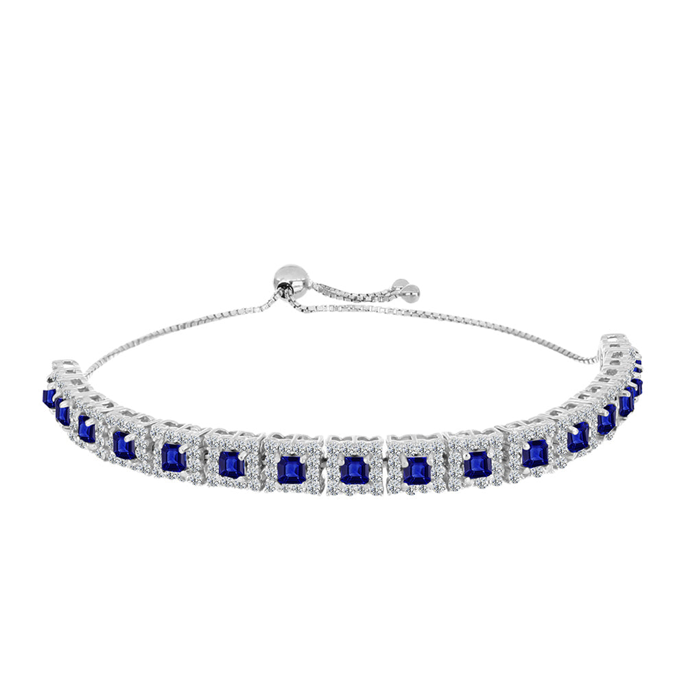 Pulseira de Prata com Safira Azul Australiana e Topázio Branco  Contraste: Cabeca de Veado (800) 1 