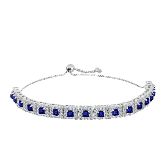 Pulseira de Prata com Safira Azul Australiana e Topázio Branco  Contraste: Cabeca de Veado (800)